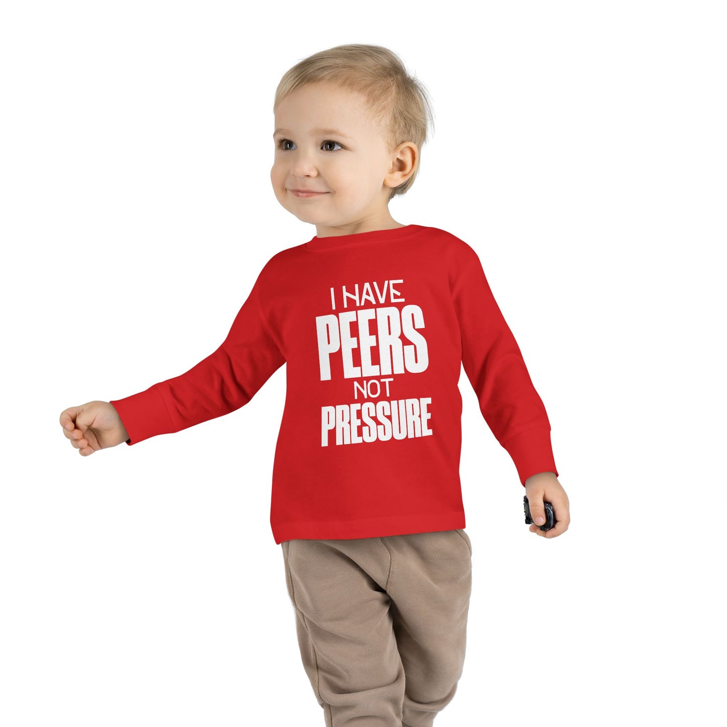 Peer Power Toddler Long Sleeve Tee, Cool Kids T-Shirt, Unique Gift for Children, Playdate Outfit, Encouraging Kids Top