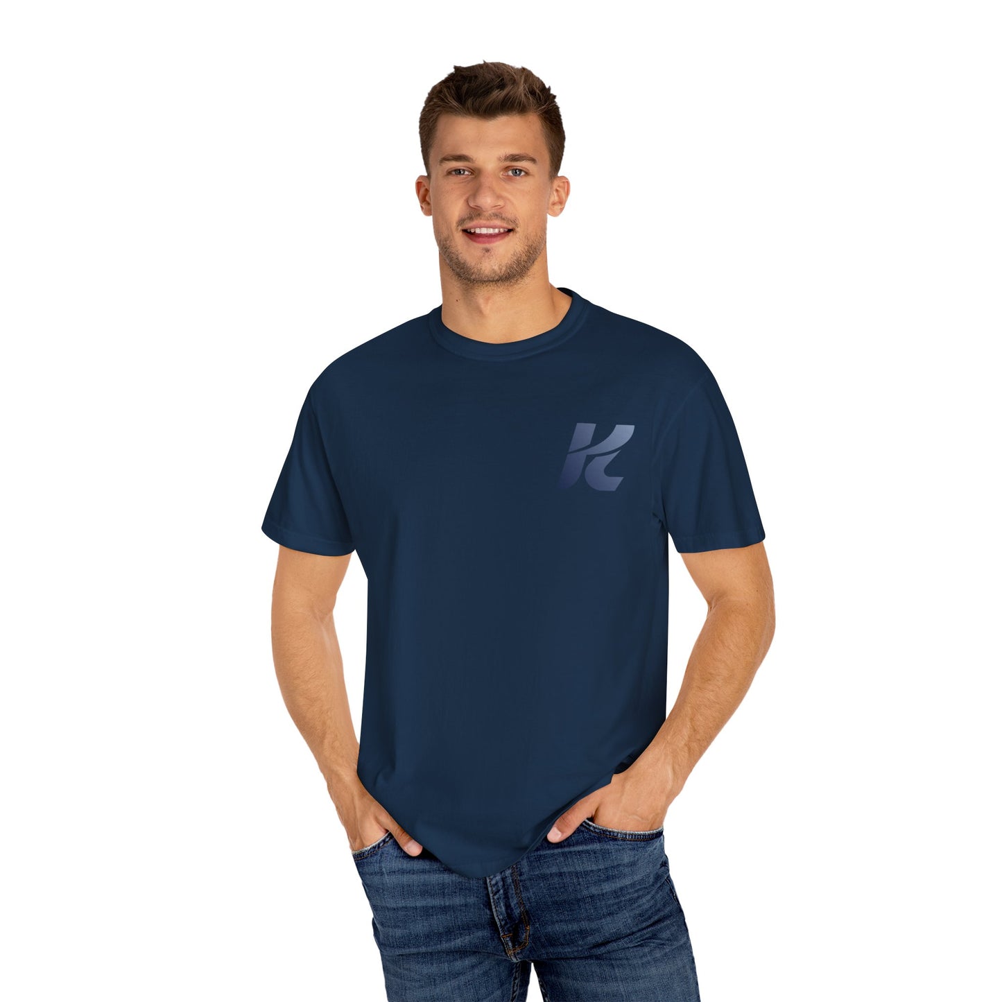 Garment-Dyed Men's T-Shirt with Modern K Design – Casual Street Style | Everyday Wear & Birthday Gift for Him