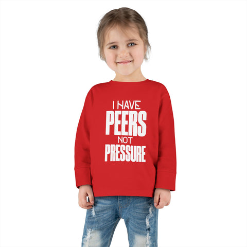 Peer Power Toddler Long Sleeve Tee, Cool Kids T-Shirt, Unique Gift for Children, Playdate Outfit, Encouraging Kids Top