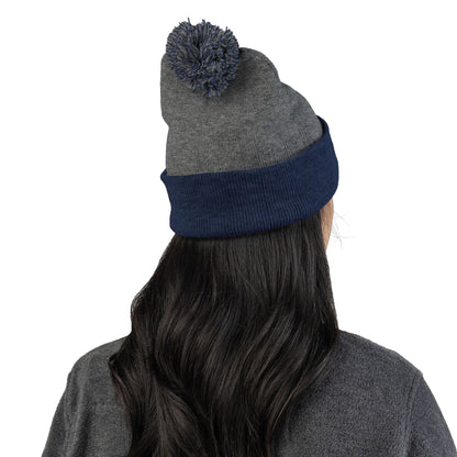 Cozy Pom-Pom Knit Cap - Perfect Winter Accessory, Stylish Gift for Him/Her, Beanie for Cold Days, Trendy Embroidered Hat, Ideal for Holidays