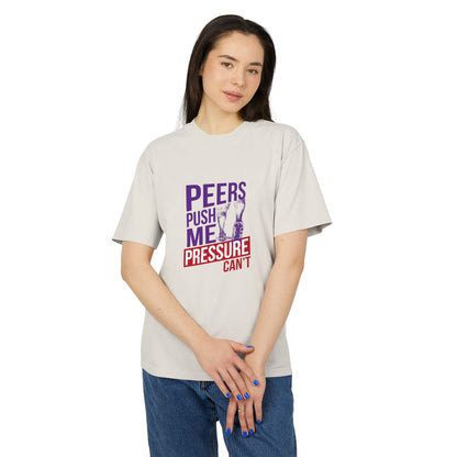 Unisex Heavy Faded Tee - 'Peers Push Me, Pressure Can't' - Perfect for Teens, Everyday Wear, Gift, Support, Relaxation