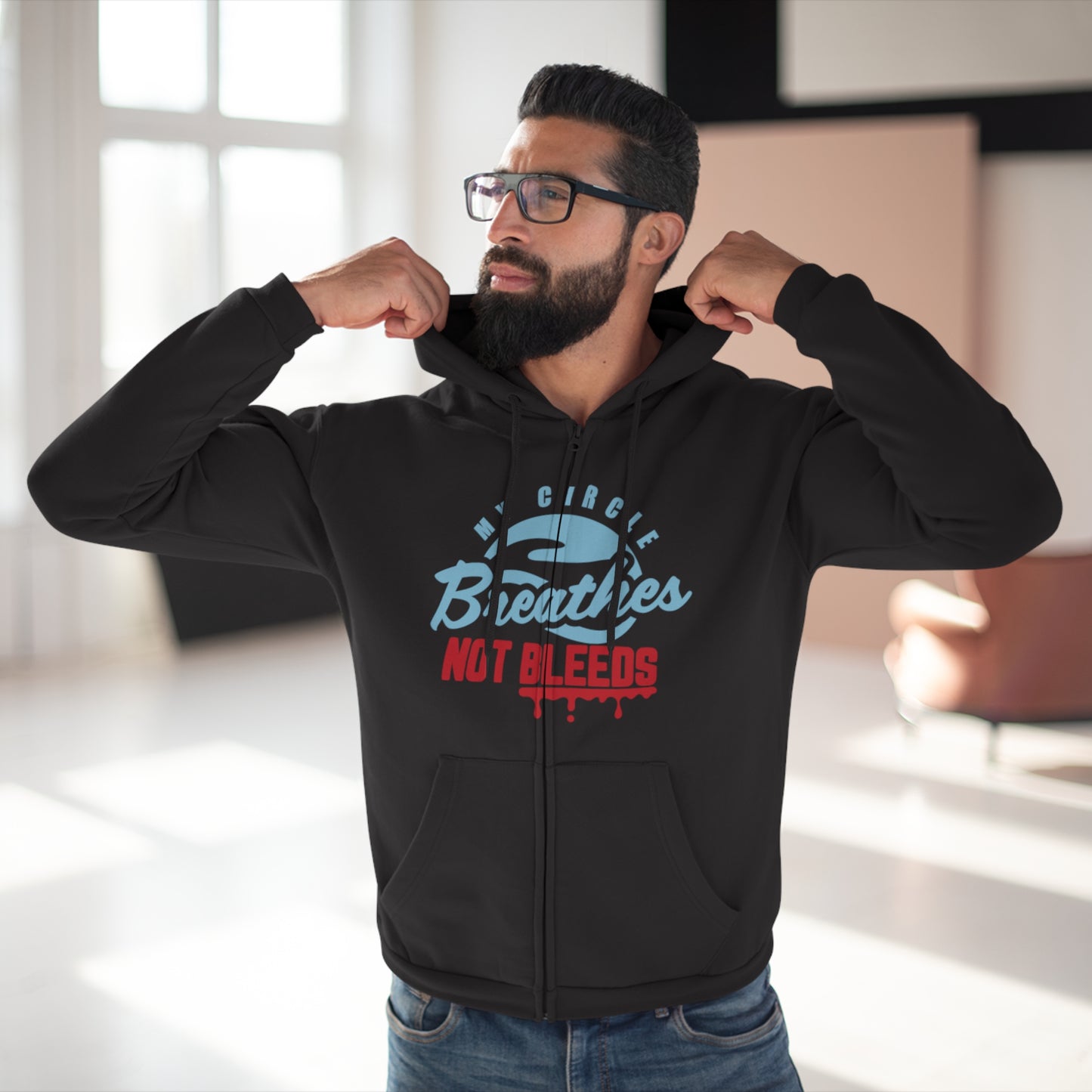 Unisex Hooded Zip Sweatshirt with Motivational Quote, Sports Hoodie, Casual Zip-Up, Fitness Gift, Layering Piece, Cozy Streetwear