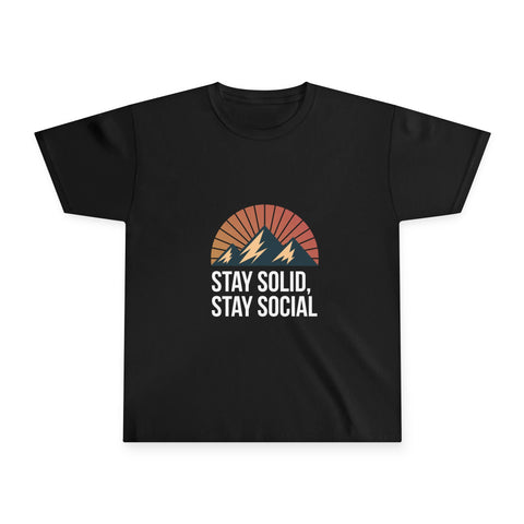 Youth Tee with Inspirational Graphic, Perfect Gift for Kids, Stay Solid Stay Social T-Shirt, Casual Summer Wear, Outdoor Adventure Shirt