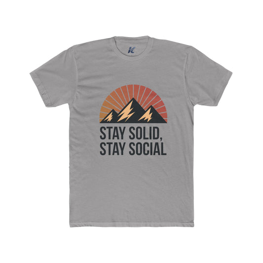 Adventure Vibe Unisex Cotton Crew Tee - Stay Solid Stay Social Shirt, Casual Wear, Outdoor Adventure, Gift for Nature Lovers, Trendy Apparel