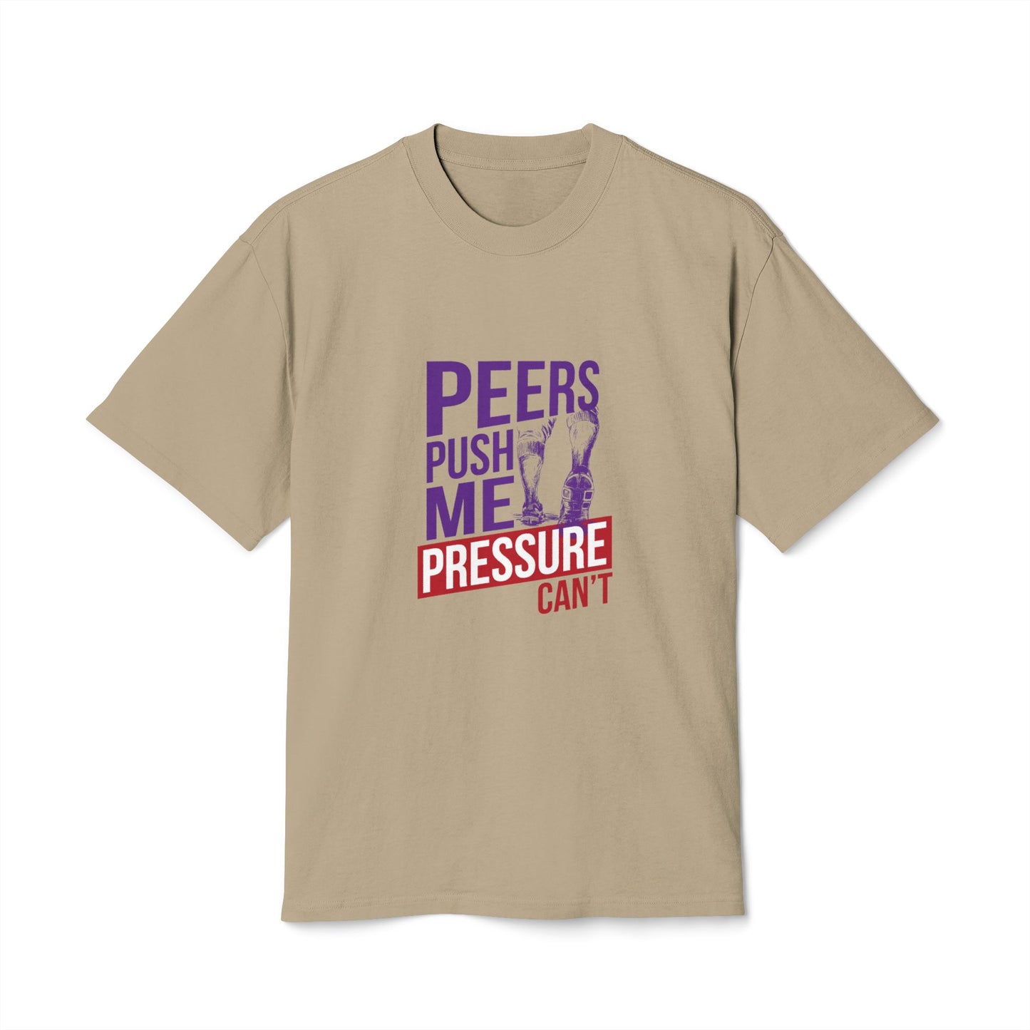 Unisex Heavy Faded Tee - 'Peers Push Me, Pressure Can't' - Perfect for Teens, Everyday Wear, Gift, Support, Relaxation