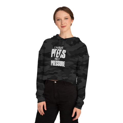 Camo Statement Cropped Hoodie - I Have Peers Not Pressure, Trendy Sweatshirt, Gift for Teens, Casual Wear, Street Style, Self-Love Apparel