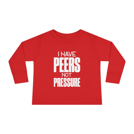 Peer Power Toddler Long Sleeve Tee, Cool Kids T-Shirt, Unique Gift for Children, Playdate Outfit, Encouraging Kids Top