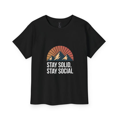 Youth Tee with Inspirational Graphic, Perfect Gift for Kids, Stay Solid Stay Social T-Shirt, Casual Summer Wear, Outdoor Adventure Shirt