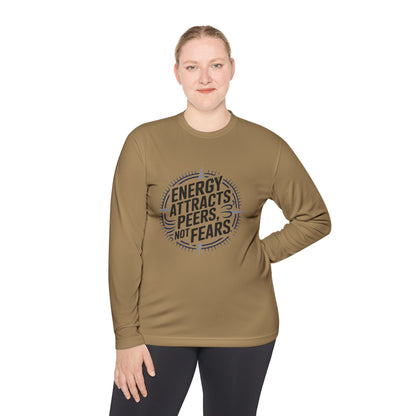 Motivational Long Sleeve Tee - Energy Attracts Peers, Not Fears, Inspirational T-Shirt, Unisex Top for Everyday Wear, Perfect for [...]
