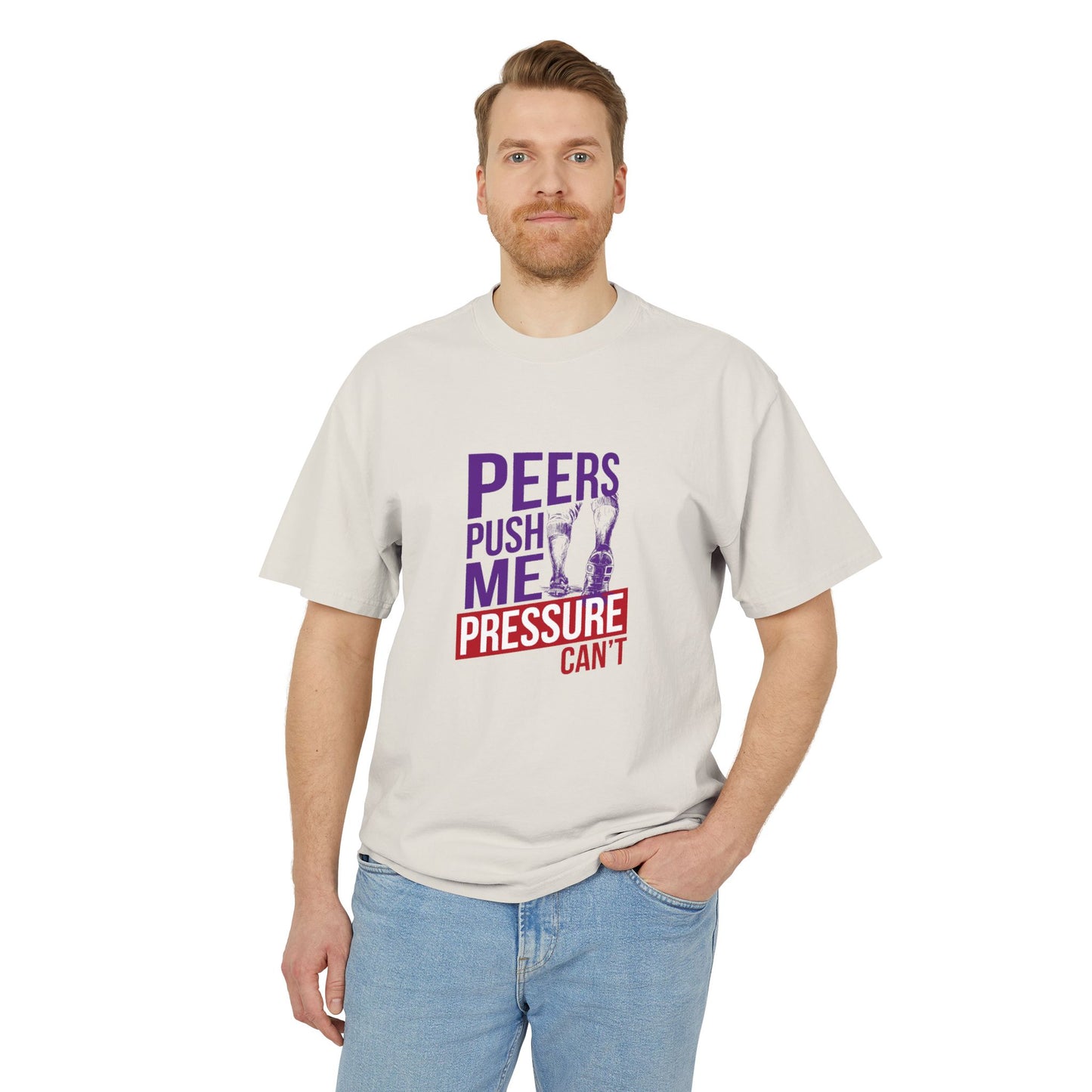 Unisex Heavy Faded Tee - 'Peers Push Me, Pressure Can't' - Perfect for Teens, Everyday Wear, Gift, Support, Relaxation