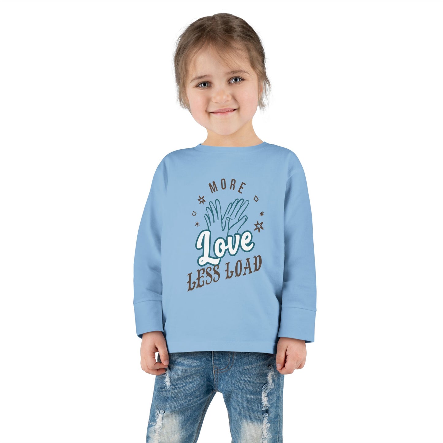 Toddler Long Sleeve Tee - More Love Less Load, Cute Kids T-Shirt, Adorable Toddler Apparel, Baby Shower Gift, Everyday Wear