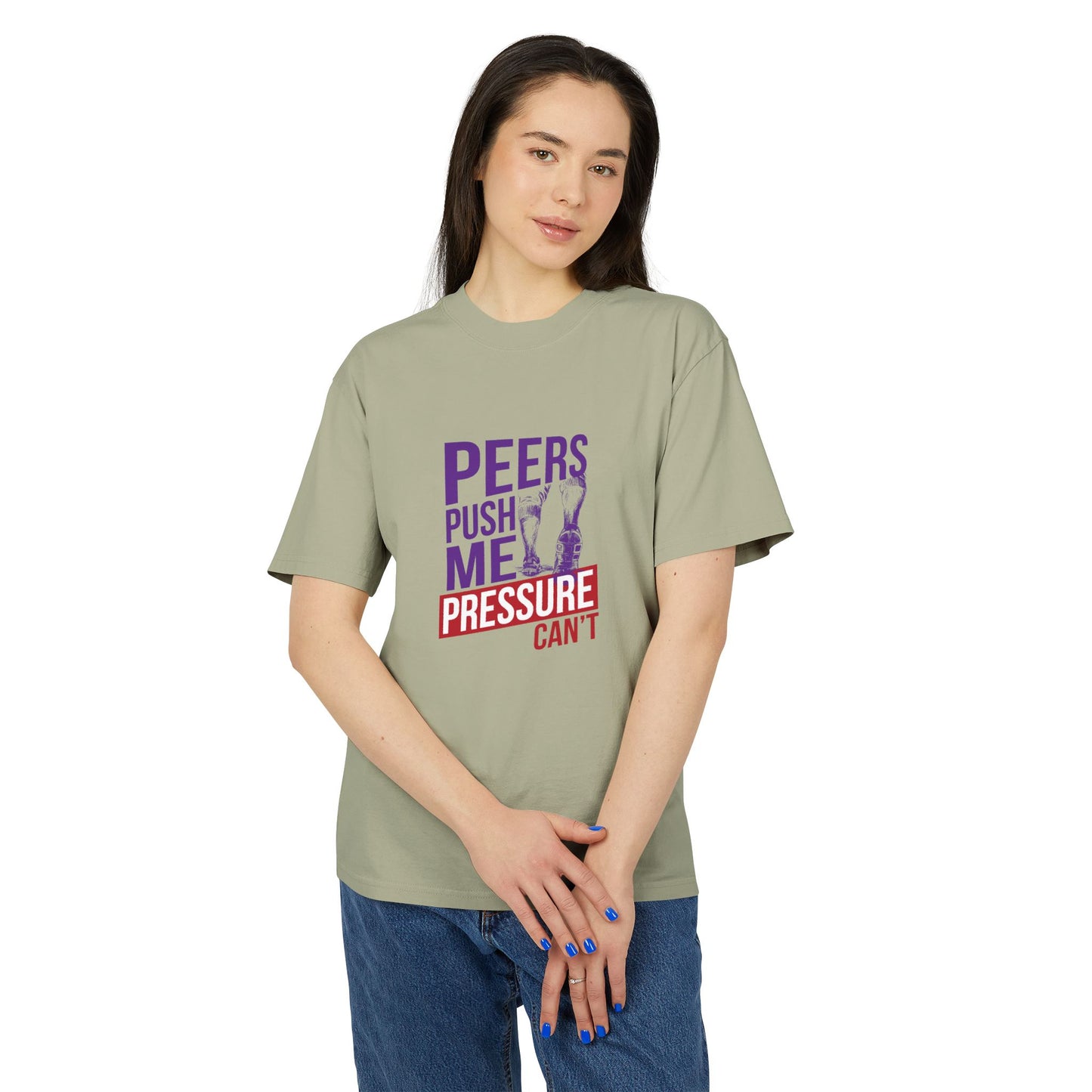 Unisex Heavy Faded Tee - 'Peers Push Me, Pressure Can't' - Perfect for Teens, Everyday Wear, Gift, Support, Relaxation