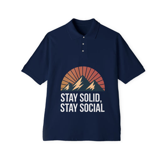 Stay Solid, Stay Social Polo - Men's Casual Wear, Stylish Outdoor Shirt, Summer Apparel, Gift for Him, Trendy Tee