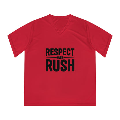 Respect Over Rush V-Neck T-Shirt, Motivational Women's Athletic Tee, Workout Shirt, Gift for Fitness Lovers, Inspirational Running Top