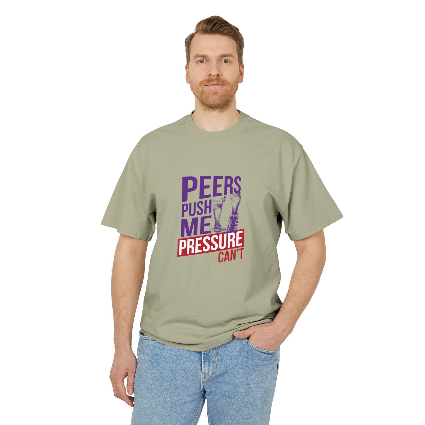 Unisex Heavy Faded Tee - 'Peers Push Me, Pressure Can't' - Perfect for Teens, Everyday Wear, Gift, Support, Relaxation